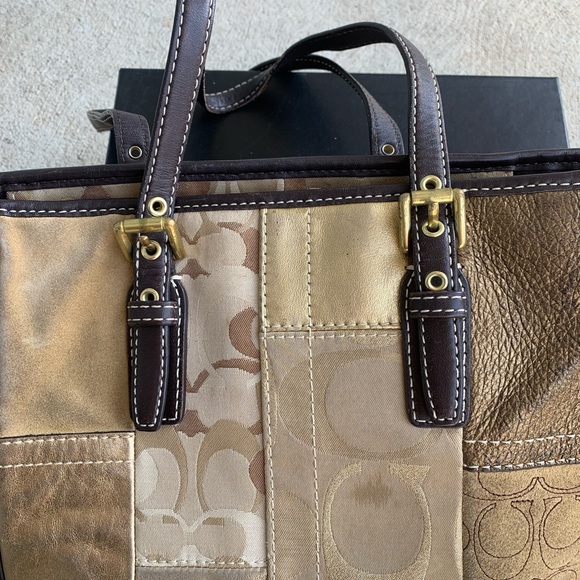 Coach Vintage Patchwork Leather Tote in Brown and Tan - Picture 2 of 11